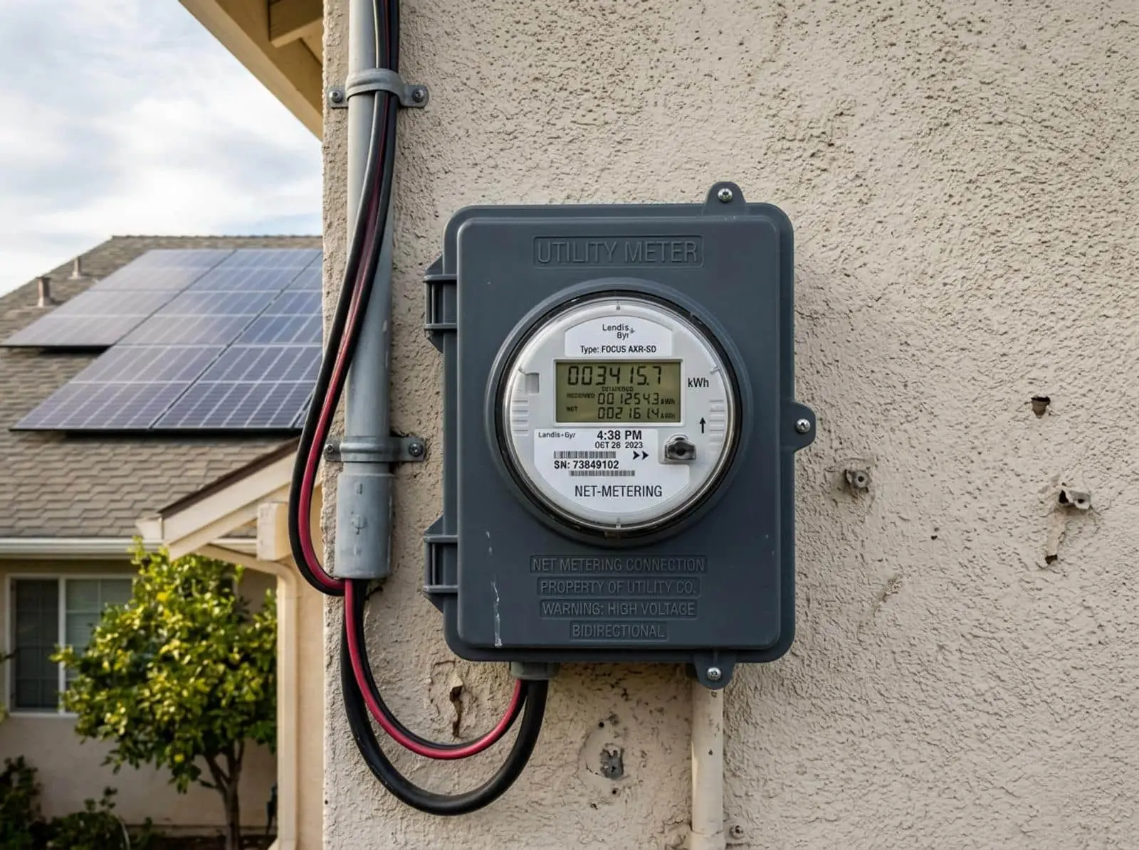 Net metering box installed on a home exterior wall in Pakistan